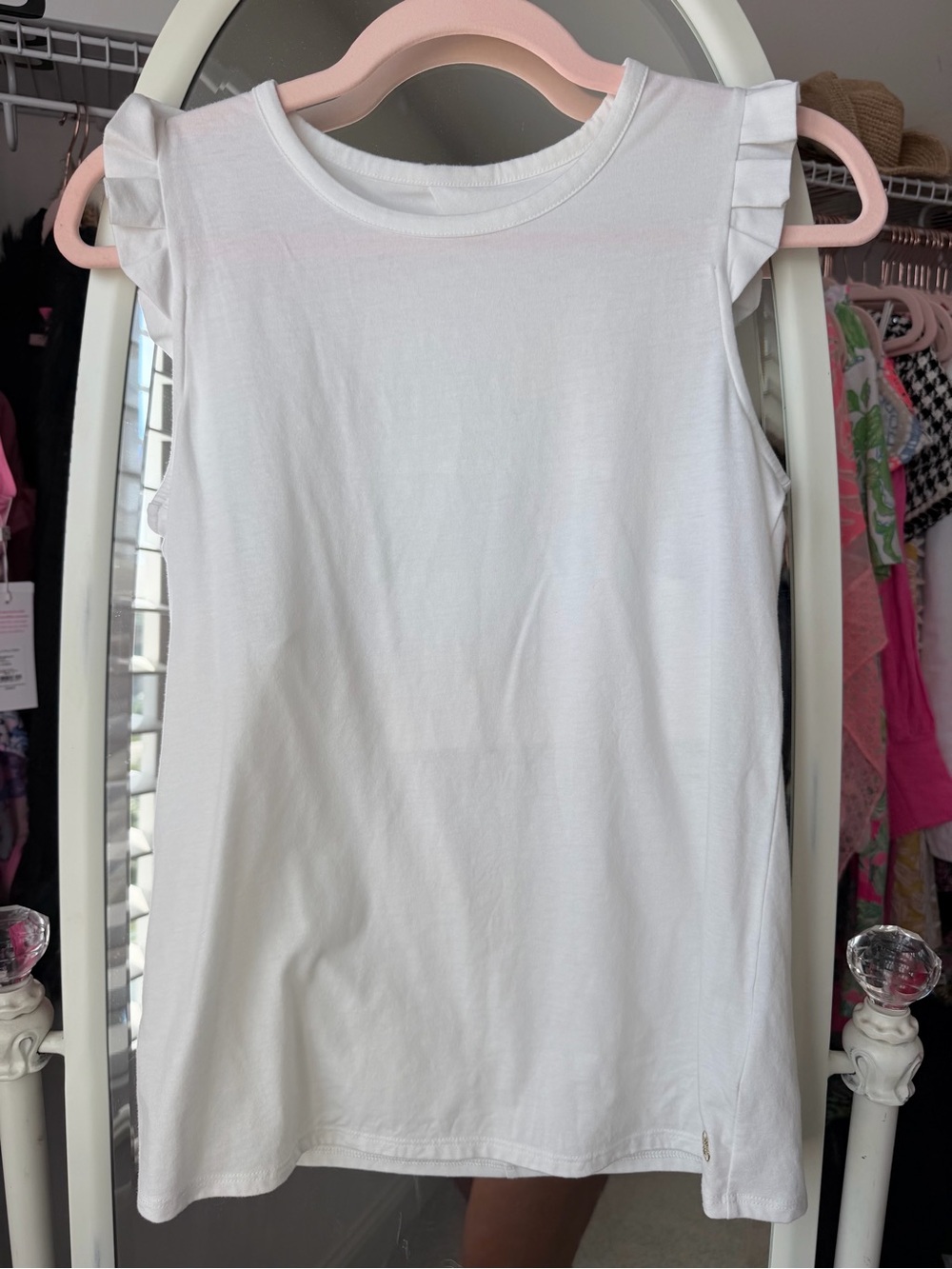 Lilly Pulitzer Luxletic white Ruffle Sleeve Women's Tank Top